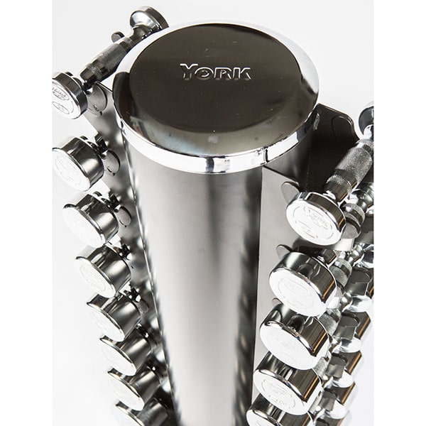 York Barbell Chrome Dumbbell Club Pack Top Front View