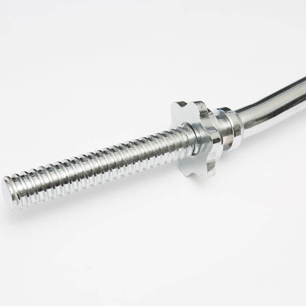 York Barbell Chrome Spin-Lock Curl Bar w Spin-Lock Collars Close Up