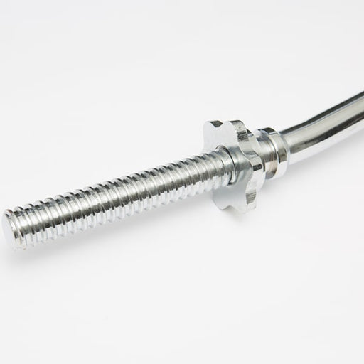York Barbell Chrome Spin-Lock Curl Bar w Spin-Lock Collars Close Up