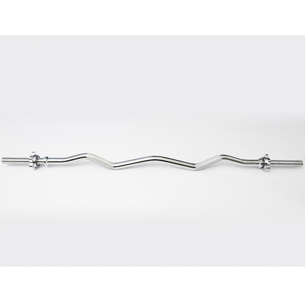 York Barbell Chrome Spin-Lock Curl Bar w Spin-Lock Collars Front View