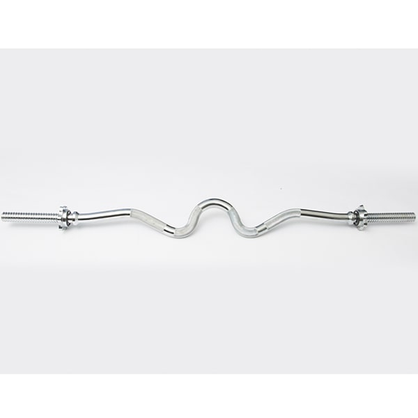 York Barbell Chrome Spin-Lock Super Curl Bar w Spin-Lock Collars Front View