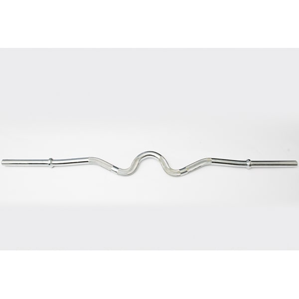 York Barbell Chrome Super Curl Bar w Fixed Inner Collars Front View