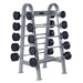 York Barbell ETS Fixed Straight And Curl Barbell Rack with DBs