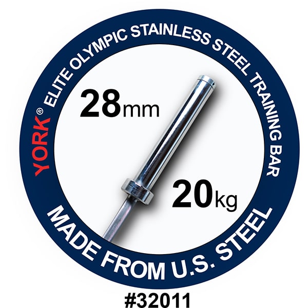 York Barbell Elite Olympic Stainless Steel Training Bar American Made