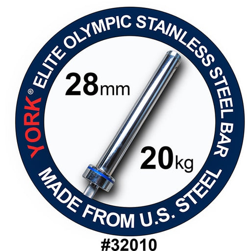 York Barbell Elite Olympic Stainless Steel Weight Bar American Made