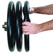 York Barbell Iso-Grip Steel Olympic Plate Set Setting Up 2