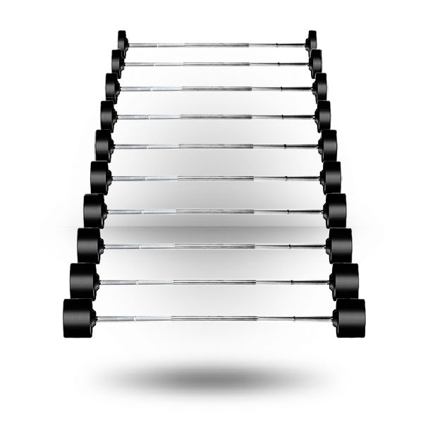 York Barbell Rubber Fixed Pro Straight Barbell Set