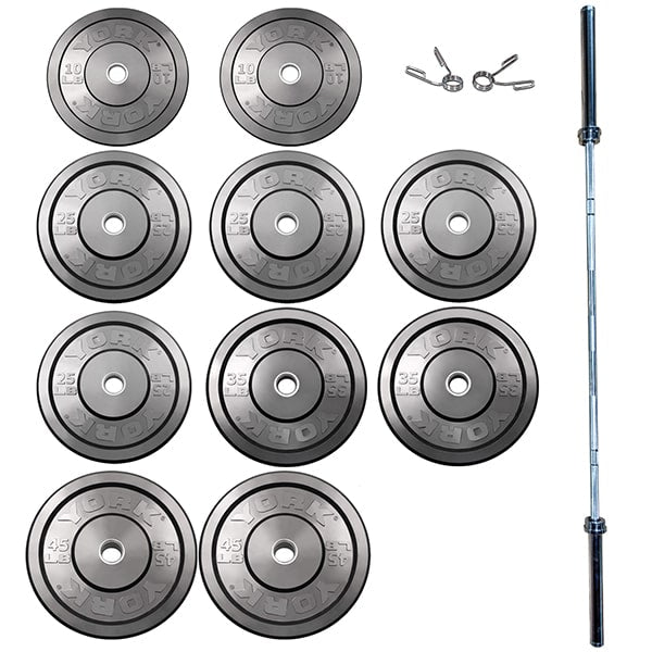 York Barbell Rubber Training Bumper Plate Set 325 lb
