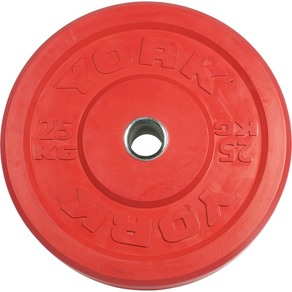 York Barbell Rubber Training Bumper Plate (Color, Metric) 25 kg