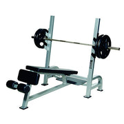 York Barbell STS Olympic Decline Bench Press w Gun Racks Silver
