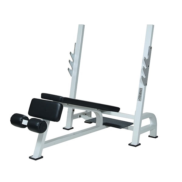 York Barbell STS Olympic Decline Bench Press w Gun Racks White