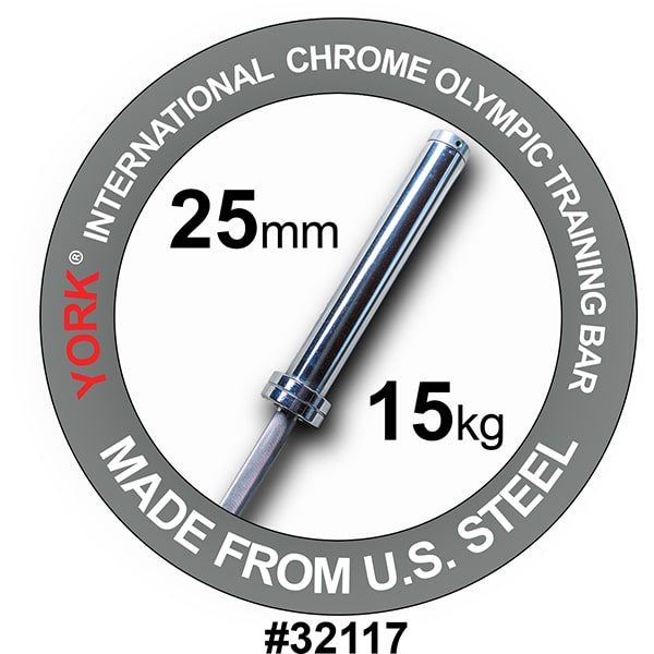York Barbell Women’s International Chrome Olympic Training Weight Bar American Made