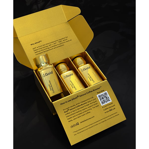 deltaGold® Ketone Ester Coffee Booster Top View In Threes