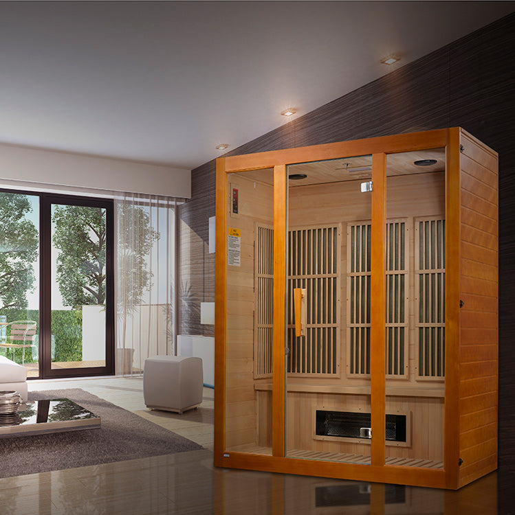 Maxxus Alpine 3-Person Corner Low EMF FAR Infrared Sauna (Canadian Hemlock)