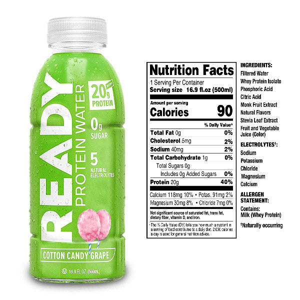 Ready Nutrition Protein Water cotton candy grape