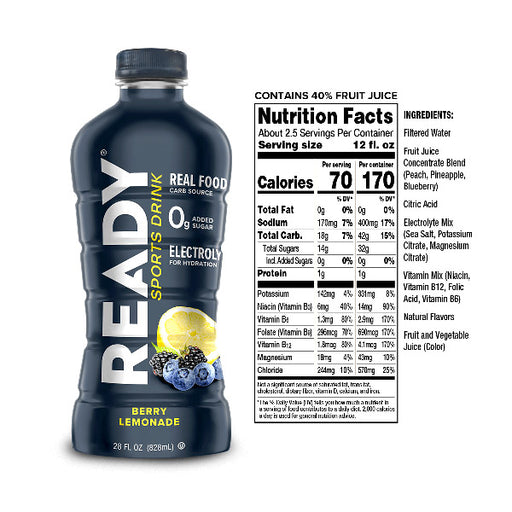 Ready Nutrition Sports Drink - 28oz berry lemonade