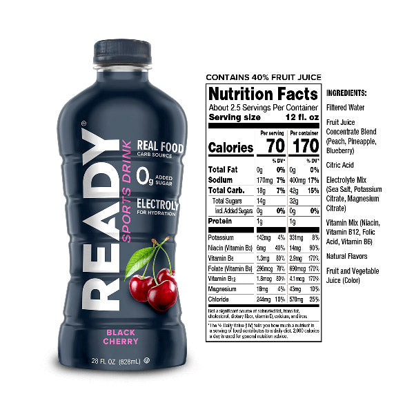 Ready Nutrition Sports Drink - 28oz black cherry
