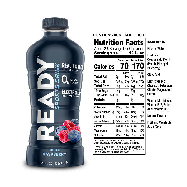 Ready Nutrition Sports Drink - 28oz blue raspberry