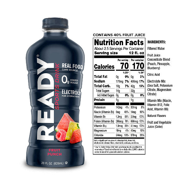 Ready Nutrition Sports Drink - 28oz fruit punch